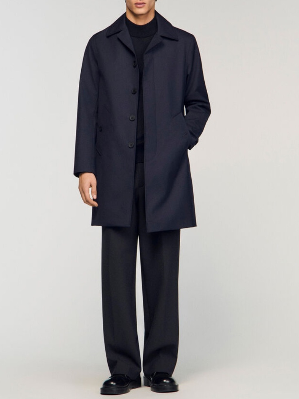SANDRO waterproof raincoat Men's  Single-Breasted Lightweight lined Coat medium